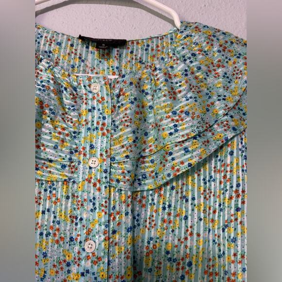 J. Crew NEW Ruffle Top in Field Day Print Small Floral w/ Gold Metallic Stripe S - Picture 8 of 9